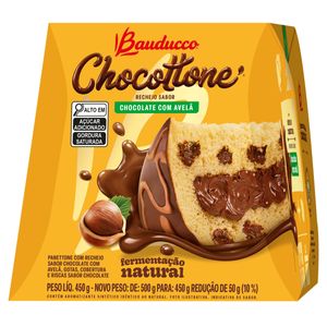 Chocottone Bauducco Recheio Chocolate c/ Avelã Cobertura Chocolate Caixa450g