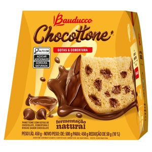 Chocottone Bauducco c/ Gotas de Chocolate Cobertura Chocolate Caixa450g