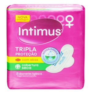 Absorvente Intimus Cobertura Seca c/ Abas Tripla Proteção c/ 8 Unid