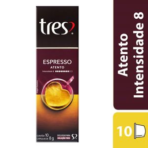 Café em Cápsula 3 Corações Expresso Atento Caixa 8g c/ 10 Unid