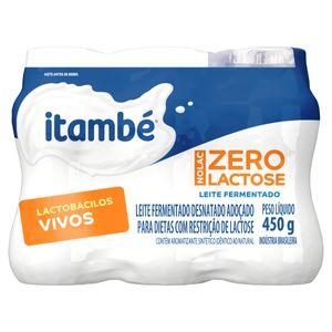 Leite Fermentado Itambé Nolac Adoçado Desnatado Zero Lactose Baunilha 450g c/ 6 Unid