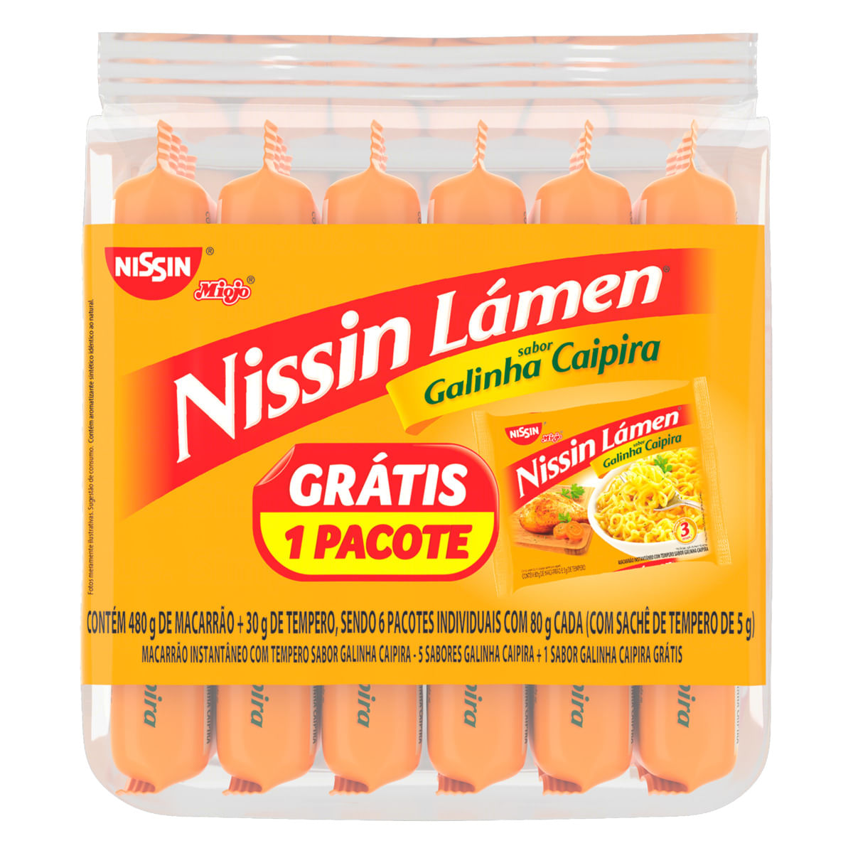 Macarrao Nissin Miojo Galinha Caipira Promo 6X85G