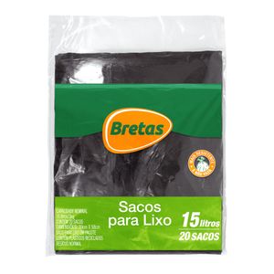 Saco p/ Lixo Bretas Almof Preto 15 Litros c/ 20 Unid