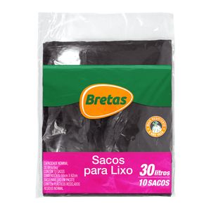 Saco p/ Lixo Bretas Almof Preto 30 Litros c/ 10 Unid