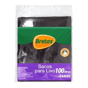 Saco p/ Lixo Bretas Almof Preto 100 Litros c/ 5 Unid