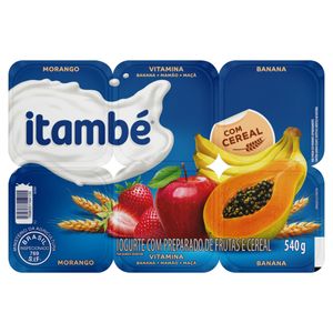 Iogurte Parcialmente Desnatado Itambé Morango + Vitamina + BananaBandeja 510g c/6 Unid