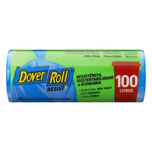 Saco p/ Lixo Dover Roll Resist Azul 100 Litros c/ 15 Unid