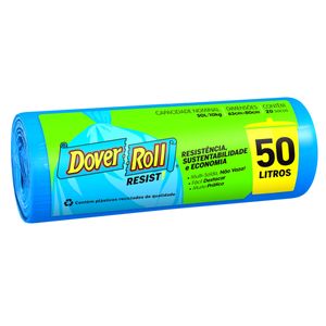 Saco p/ Lixo Dover Roll Resist 50 Litros Azul c/ 20 Unid