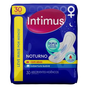 Absorvente Intimus Cobertura Suave c/ Abas Noturno c/ 30 Unid Leve + Pague -