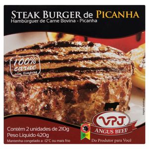 Hambúrguer de Picanha Bovina VPJ Black Angus c/ 2 210g Cada