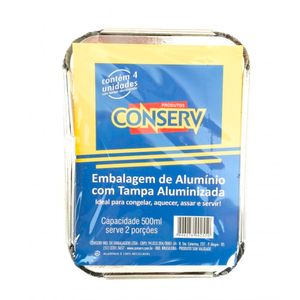 Embalagem de Alumínio Conserv c/ Tampa 500ml c/ 4 Unid