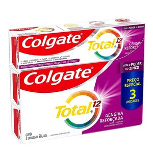 Creme Dental Colgate Total 12 Gengiva Reforçada 90g c/ 3 Unid