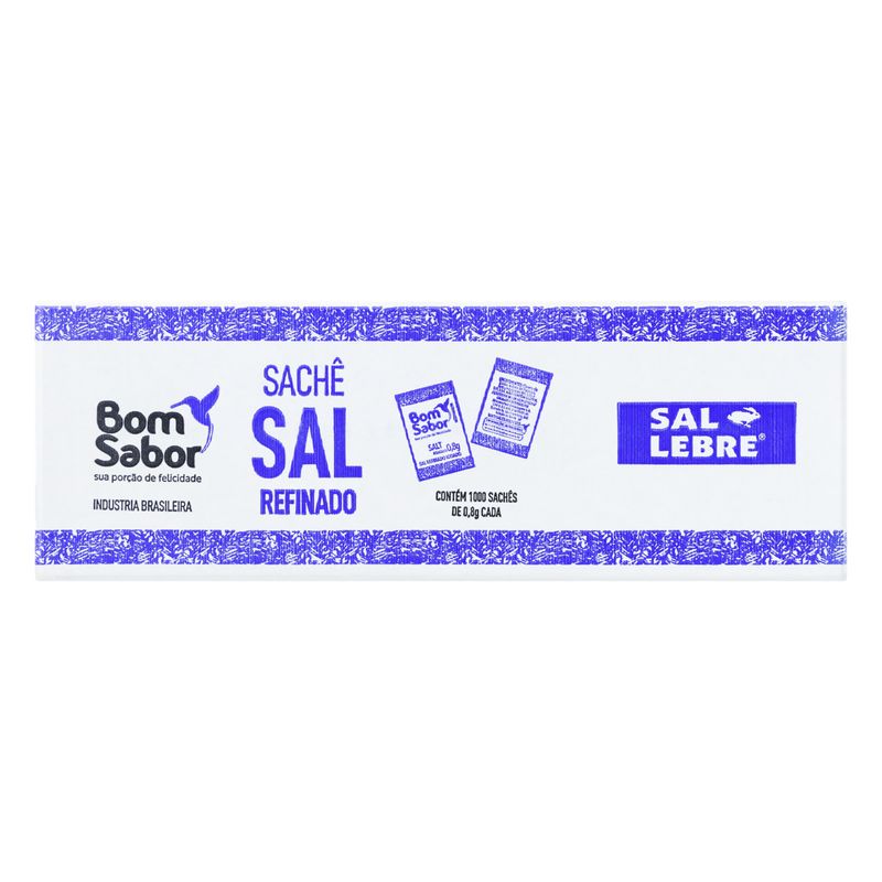 Sal Refinado Lebre Caixa 0.8g c/ 1000 Unid, Sal