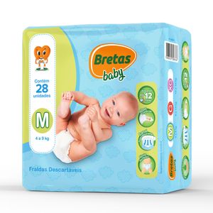 Fralda Descartável Infantil Bretas Mega M c/ 28 Unid