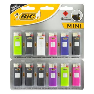 Isqueiro Mini Bic Descartável J5 Blister c/ 12 Unid