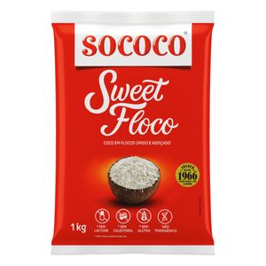 Coco Ralado Úmido Adoçado Sococo Sweet em Flocos Pacote 1Kg