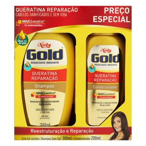 Kit Niely Gold de Shampoo Queratina 275ml + Condicionador Queratina 175ml