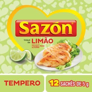 Tempero p/ Carnes Sazón Toque de Limão Pacote 60g c/ 12 Unid