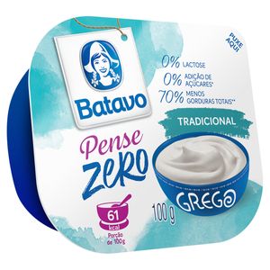 Iogurte Parcialmente Desnatado Grego Batavo Zero Lactose Pense Zero Tradicional 100g