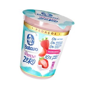 Iogurte Batavo Pense Zero Desnatado de Morango Zero Lactose s/Açúcar Pedaços Copo 100g