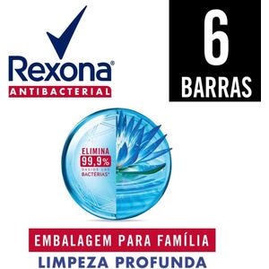 Sabonete Rexona Antibacterial Limpeza Profunda c/ Esfoliante 84g c/ 6Unid Embalagem Família