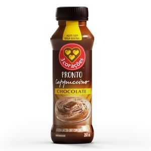 Bebida Láctea 3 Corações Pronto Cappuccino Chocolate Frasco 260ml