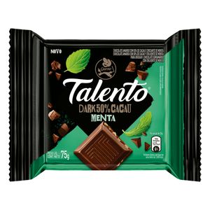 Chocolate em Barra Garoto Talento Dark 50% Cacau Menta 75g