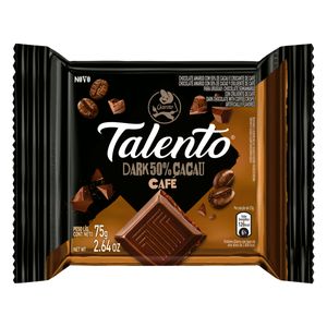 Chocolate em Barra Garoto Talento Dark 50% Cacau Café 75g