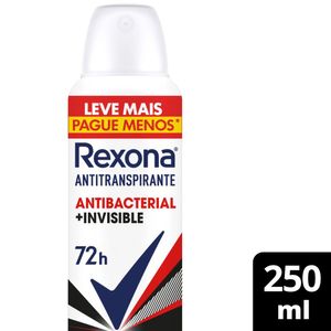 Desodorante Antitranspirante Aerossol Rexona Antibacterial + Invisible 250ml