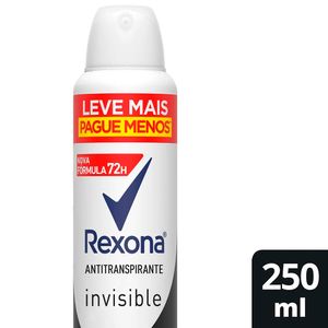 Desodorante Antitranspirante Aerossol Rexona Invisible 250ml