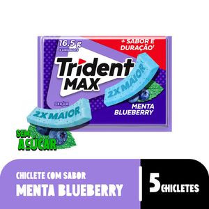 Goma de Mascar Trident Max Zero Açúcar Menta Blueberry 16.5g c/ 5 Unid