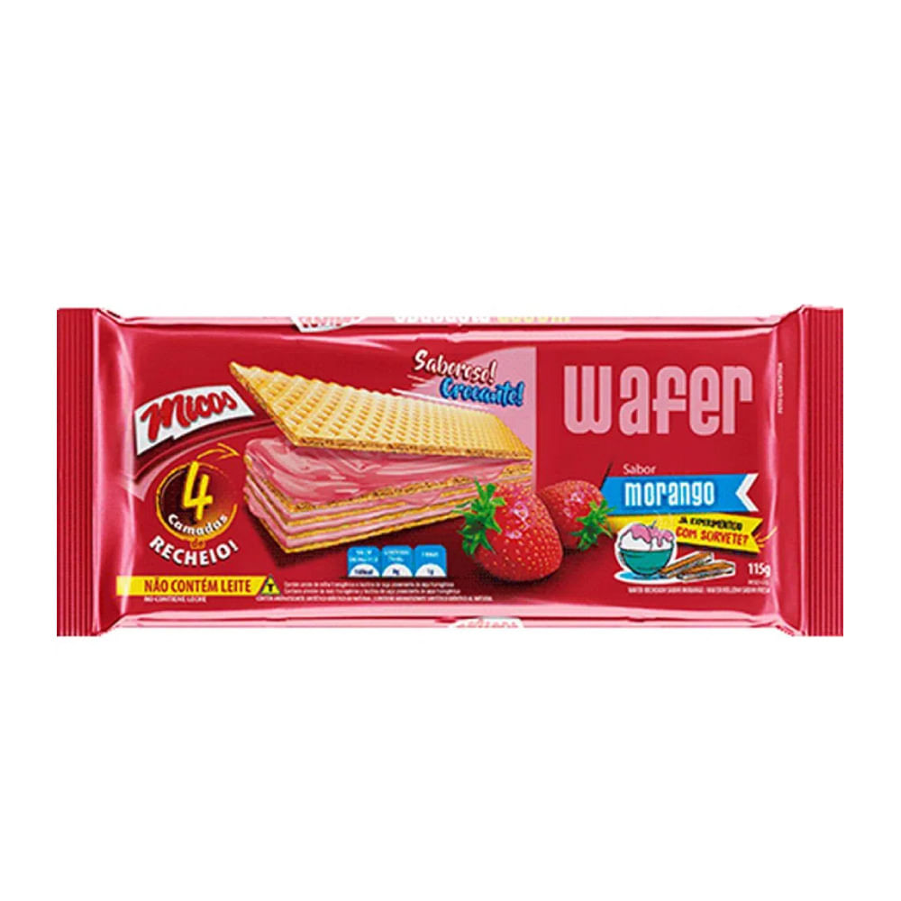 Biscoito Wafer Micos Morango 78g | Biscoito Doce | Bretasatacarejo