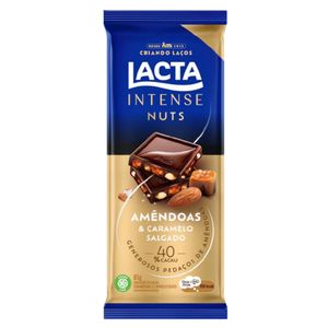 Chocolate em Barra Lacta Intense Nuts 40% Amêndoas & Caramelo Salgado 85g