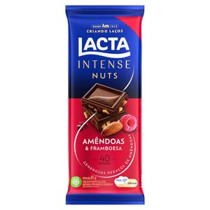 Chocolate em Barra Lacta Intense Nuts 40% Amêndoas & Framboesa 85g