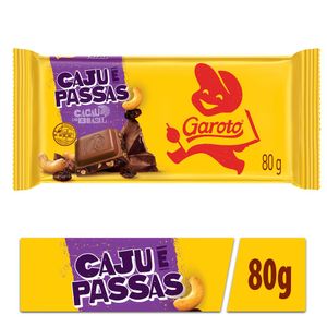 Chocolate em Barra Garoto ao Leite Caju e Passas 80g