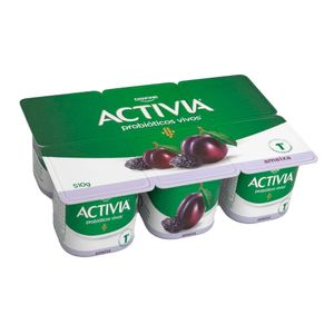 Leite Fermentado Activia Integral Ameixa Bandeja 510g c/ 6 Unid