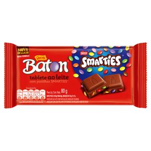 Chocolate em Barra Baton Garoto ao Leite Smarties 80g