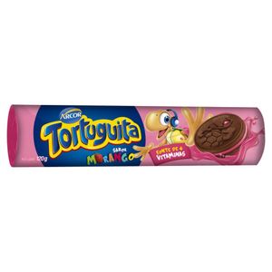 Biscoito Recheado Tortuguita Chocolate Recheio Morango 120g