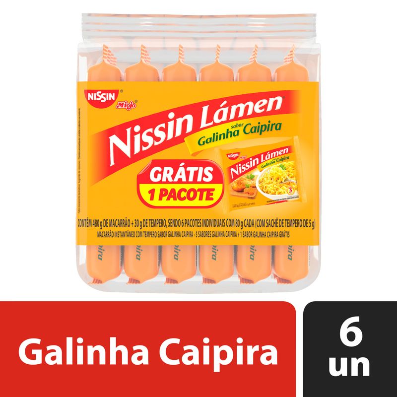 Macarrão Instantâneo de Galinha Caipira Nissin Miojo Lámen Pacote 85g