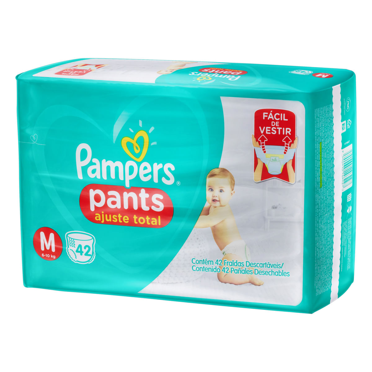 Fralda Descartável Pampers Pants Ajuste Total M c/ 42 Unid, Fralda  Descartável