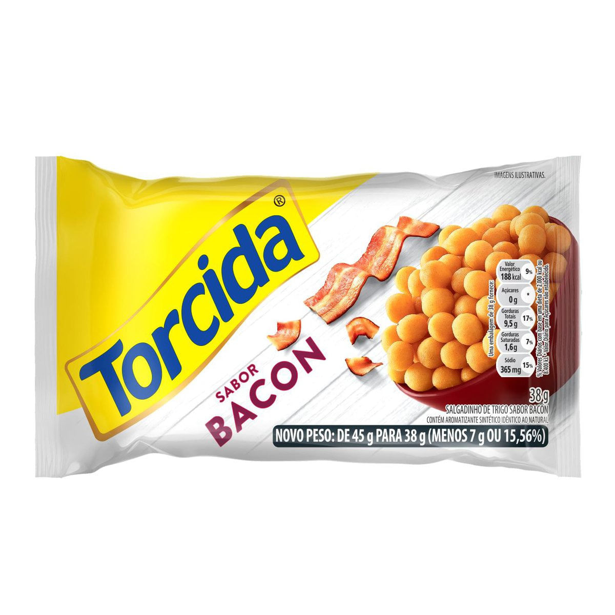 Salgadinho de Trigo Torcida Bola Bacon Pacote 38g