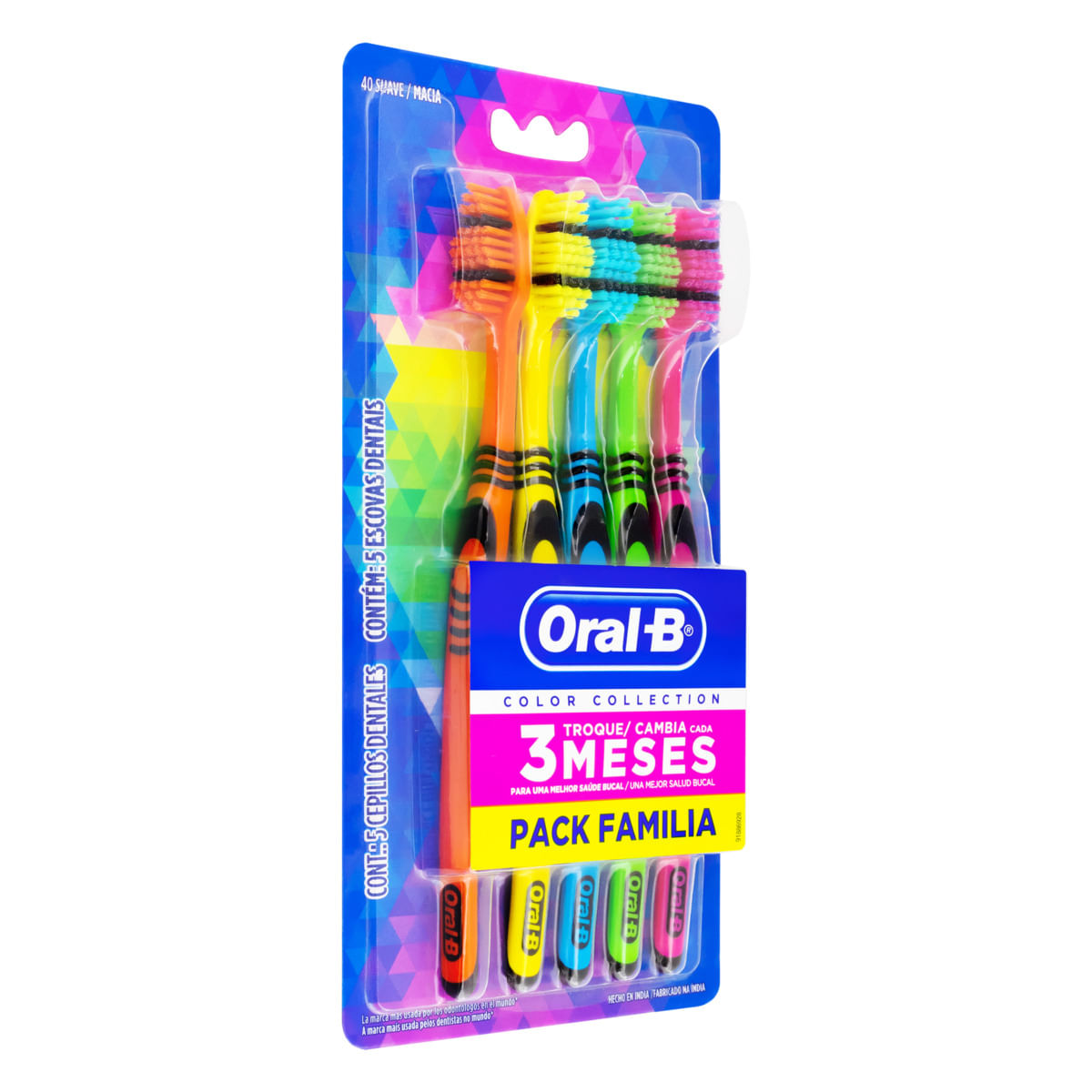 Escova Dental Oral-B Color Collection Pack c/ 5 Unid | Escova Dental |  Bretasatacarejo