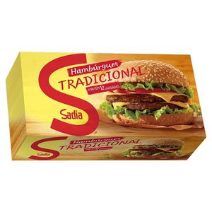 Hambúrguer de Carne Bovina Sadia Tradicional 672g c/ 12 Unid