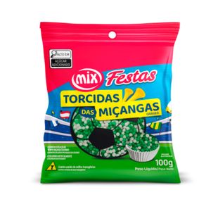 Confeito Miçanga Mix Festas Verde e Branco 100g