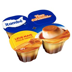 Sobremesa Láctea Itambé Flan Calda de Caramelo Bandeja 400g c/ 4 Unid de100g Cada