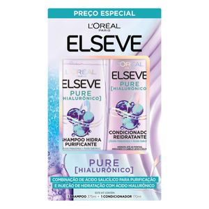 Kit Elseve Shampoo 375ml + Condicionador 170ml Pure Hialurônico