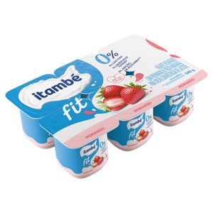 Iogurte Desnatado Itambé Fit Zero Lactose Morango Bandeja 510g c/ 6 Unid90g Cada