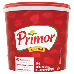 Margarina Amanteigada Primor c/ Sal 60% de Gordura Balde 3Kg