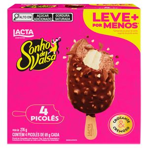 Picolé Lacta Sonho de Valsa Caixa 276g c/ 4 Unid de 69g Cada Leve +Pague-