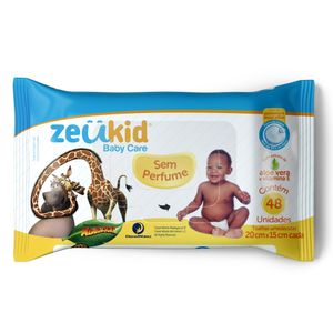 Lenço Umedecido Zeukid Infantil s/ Perfume c/ 48 Unid